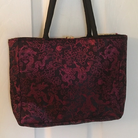 Oriental Asian Flair Unique Evening handbag Bag multi colored satin - Picture 4 of 12